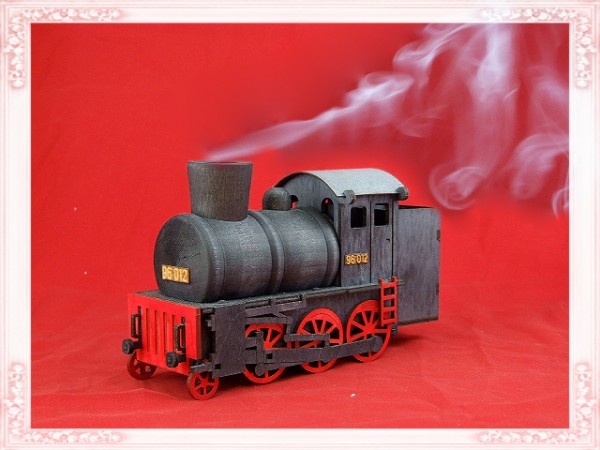 Dampfende Räucherlokomotive schwarz + 24 Dampf Räucherkerzen