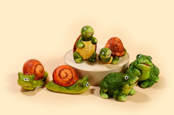 Deko Frosch, Schnecke und Schildkröte